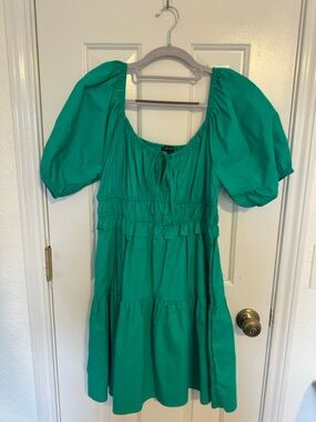 Skies Are Blue Teal Tiered Elastic Waist Dress